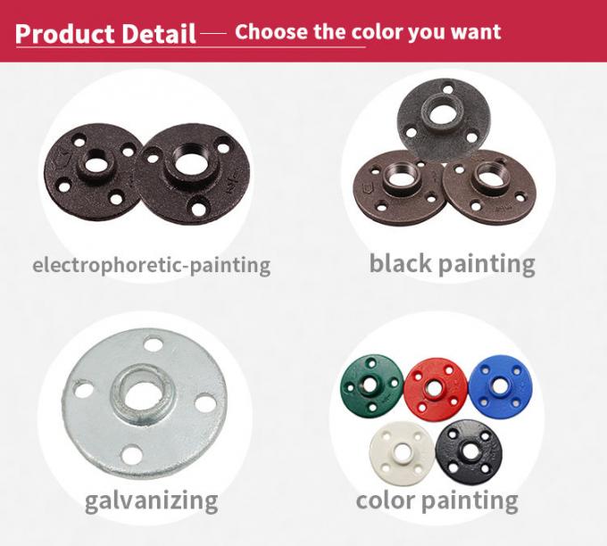 DELLOK 1/2'' 3/4" Bsp لوله آهن شکن قابل انعطاف زنانه با رشته 4 سوراخ فلش کف معمولی 0